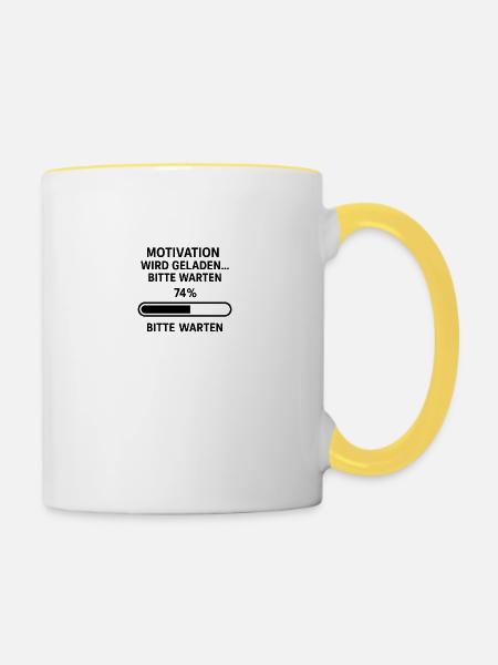 Motivation wird geladen - Funshirt! - Tasse zweifarbig - Weiß/Gelb