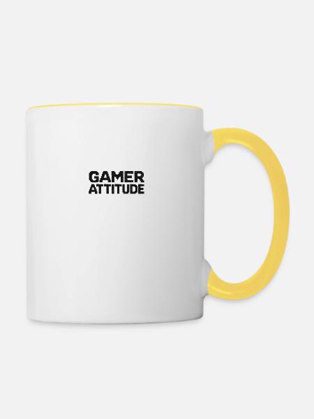Gamer-Einstellung - Tasse zweifarbig - Weiß/Gelb