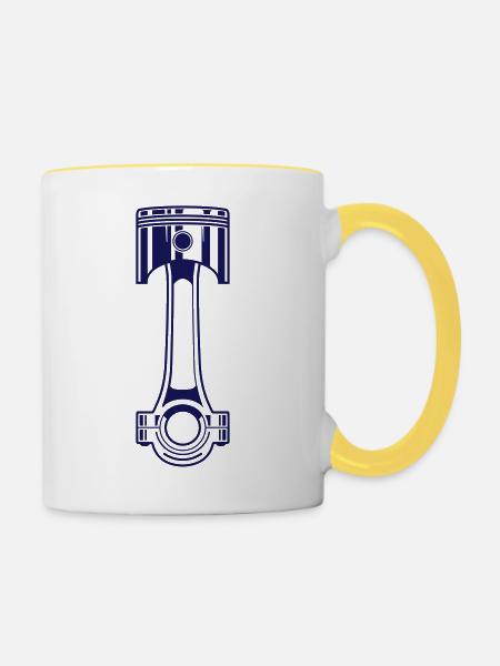 Kolben Pleuel gerade1 - Tasse zweifarbig - Weiß/Gelb