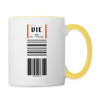Flughafen Wien VIE - Tasse zweifarbig - Weiß/Gelb - Rechts