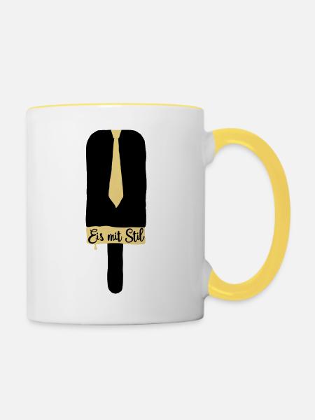 Eis mit Stil - Tasse zweifarbig - Weiß/Gelb