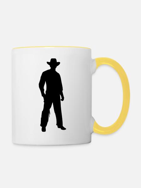 Cowboy - Tasse zweifarbig - Weiß/Gelb