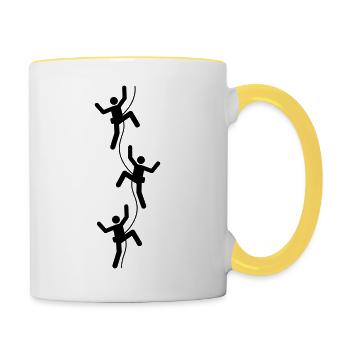 3 friends team crew logo figure symbol mountaineer - Contrasting Mug - white/yellow - Right