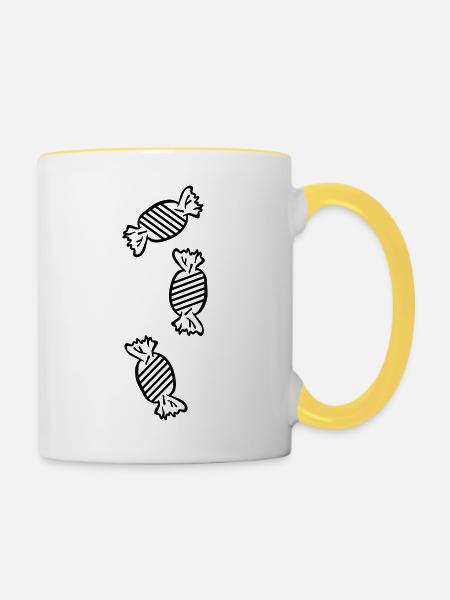 bonbons_fe1 - Tasse zweifarbig - Weiß/Gelb