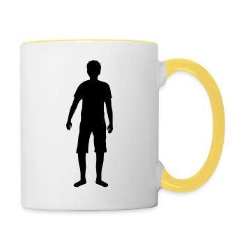 mann junge maennlich vater sommer kurze hose cool - Tasse zweifarbig - Weiß/Gelb - Rechts