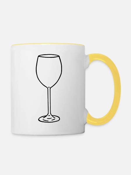 Weinglas - Tasse zweifarbig - Weiß/Gelb