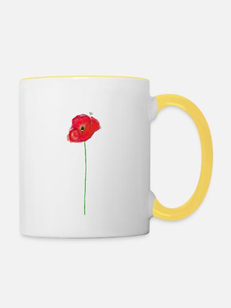 Mohnblumen malen - Tasse zweifarbig - Weiß/Gelb