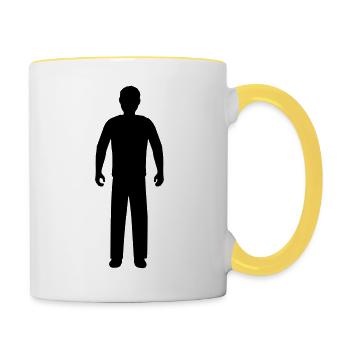 Umriss Mann Silhouette - Tasse zweifarbig - Weiß/Gelb - Rechts