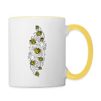 rosier tribal 1 blanc roses jaunes - Mug contrasté - blanc/jaune - Droite