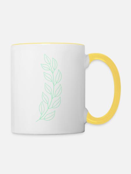 weizen blatt - Tasse zweifarbig - Weiß/Gelb