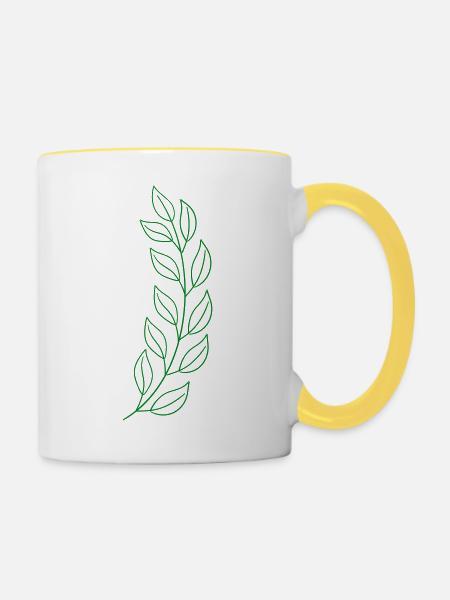 weizen blatt - Tasse zweifarbig - Weiß/Gelb