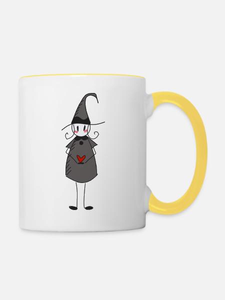verliebte Hexe - Tasse zweifarbig - Weiß/Gelb