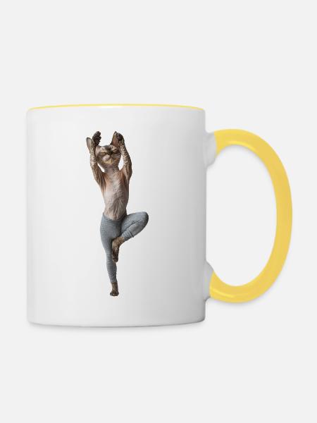 Devon Rex - Tasse zweifarbig - Weiß/Gelb