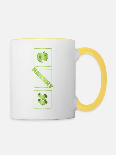 Geburt Hennry - Tasse zweifarbig - Weiß/Gelb