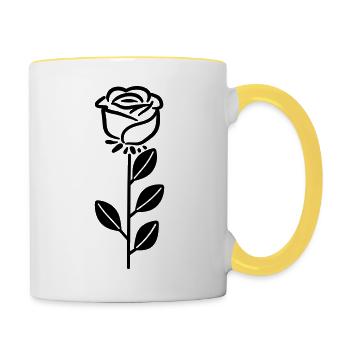 Rosa Blume - Tasse zweifarbig - Weiß/Gelb - Rechts