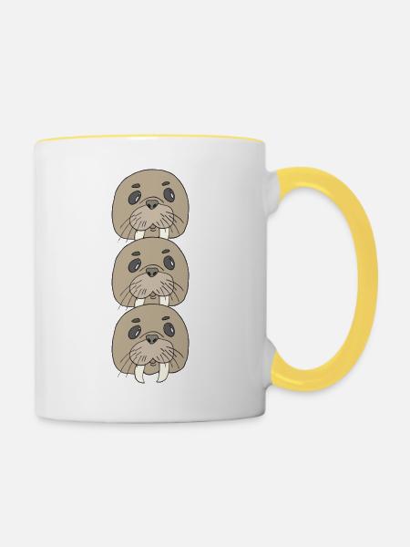 walross dreierpack - Tasse zweifarbig - Weiß/Gelb