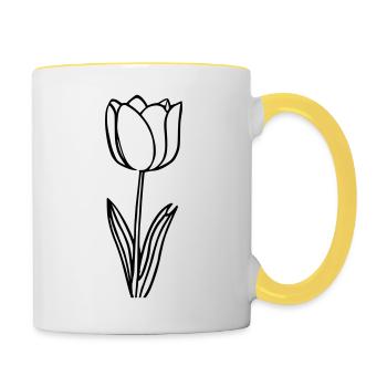 Schlichte Tulpe als Vektorgrafik - Tasse zweifarbig - Weiß/Gelb - Rechts