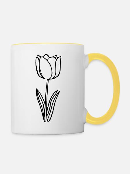 Simple tulip as vector illustration - Contrasting Mug - white/yellow