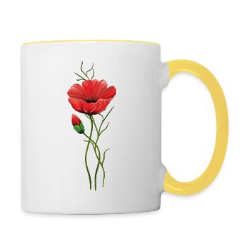 Blumen - Tasse zweifarbig - Weiß/Gelb - Rechts
