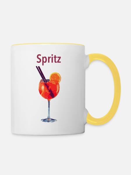 Spritz Glas Illustration - Tasse zweifarbig - Weiß/Gelb
