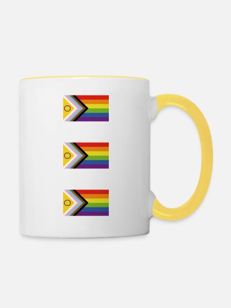 Progress Inclusive Pride Rainbow Flag LGBTQ+ - Tasse zweifarbig - Weiß/Gelb