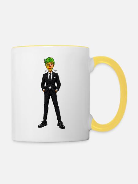 Bunter Anzugträger Portrait - Tasse zweifarbig - Weiß/Gelb