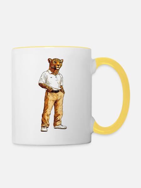 Leoparden Fans - Tasse zweifarbig - Weiß/Gelb