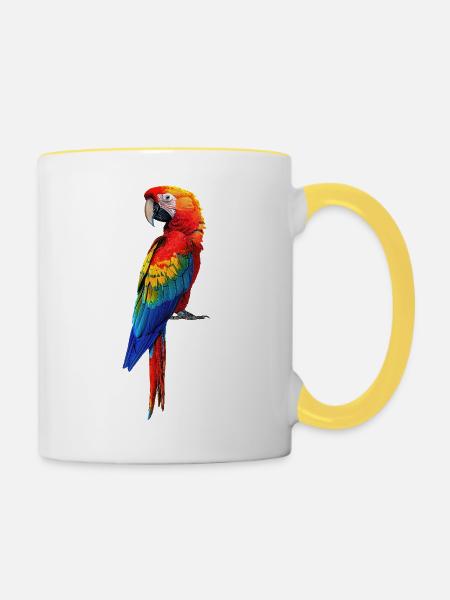 Papagei Ara - Tasse zweifarbig - Weiß/Gelb