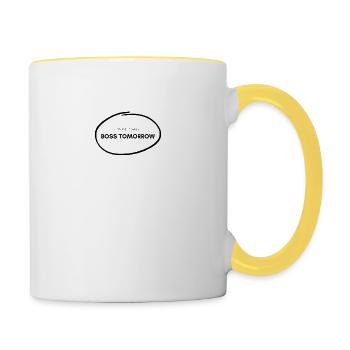 Nerd aujourd’hui Boss demain - Mug contrasté - blanc/jaune - Droite