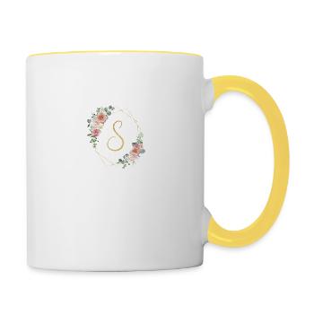 Monogramme S Floral personnalisable - Mug contrasté - blanc/jaune - Droite