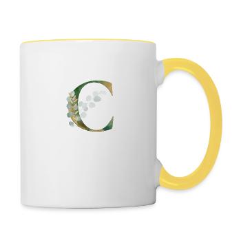 Monogramme personnalisable Eucalyptus C - Mug contrasté - blanc/jaune - Droite