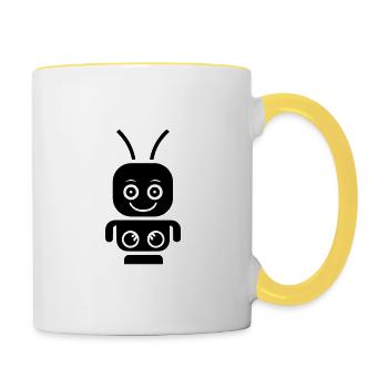 Roboter - Tasse zweifarbig - Weiß/Gelb - Rechts