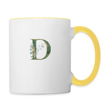 Monogramme personnalisable Eucalyptus D - Mug contrasté - blanc/jaune - Droite