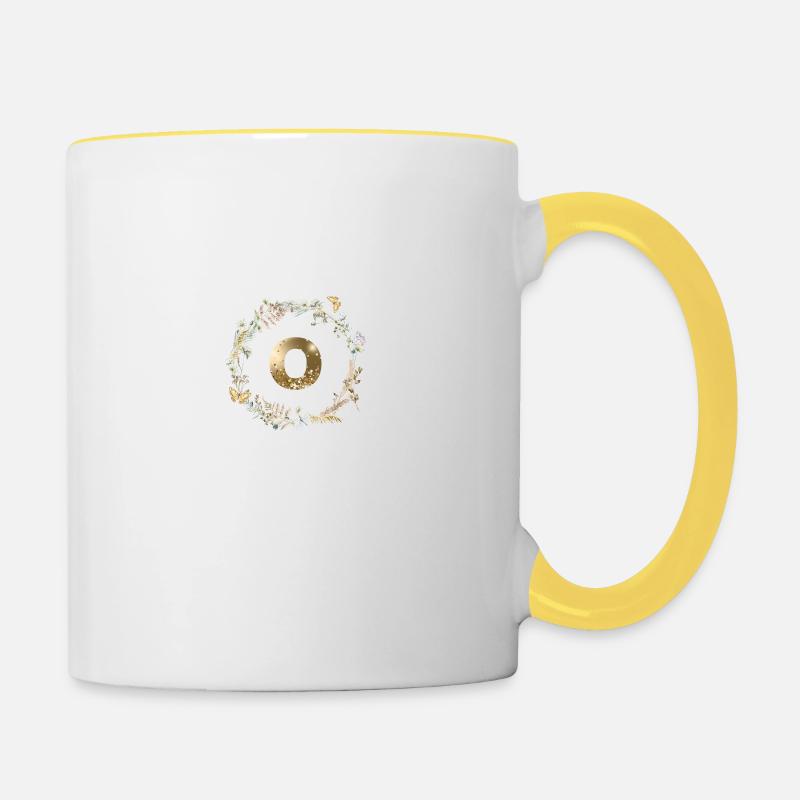 O Monogramme paillettes Boho Couronne - Mug contrasté - blanc/jaune
