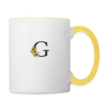 M Monogramm Sonnenblumen - Tasse zweifarbig - Weiß/Gelb - Rechts