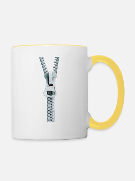 OPEN? - Tasse zweifarbig - Weiß/Gelb