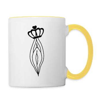 Vagina Queen black - Contrasting Mug - white/yellow - Right