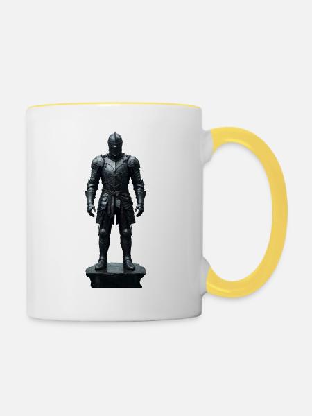 Dark Knight Armor Krieger-Silhouette - Tasse zweifarbig - Weiß/Gelb