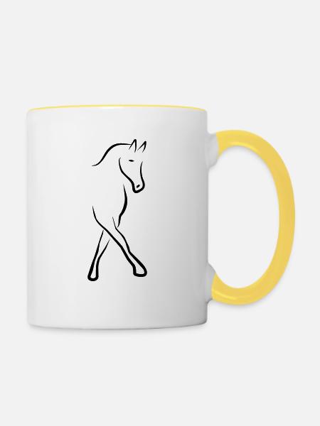 Dressurpferd - Tasse zweifarbig - Weiß/Gelb