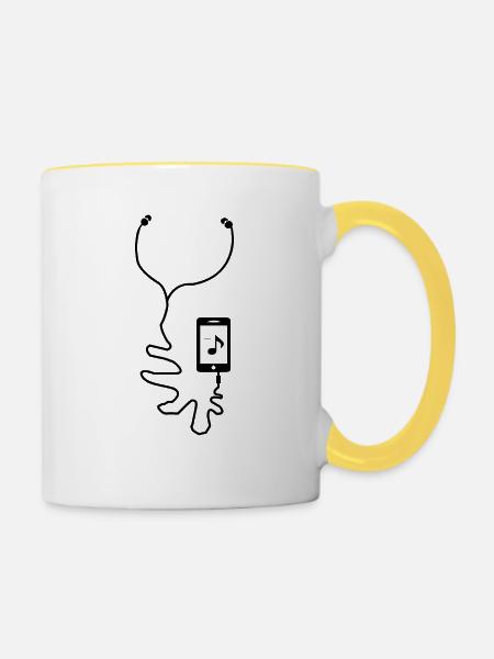 Music Always - Tasse zweifarbig - Weiß/Gelb