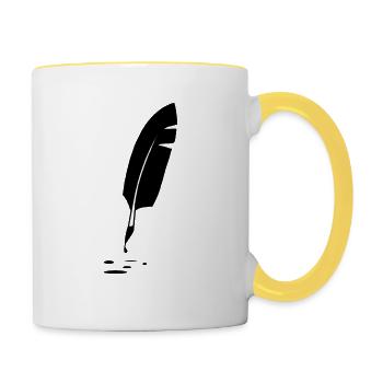 Stylo d'écriture - Mug contrasté - blanc/jaune - Droite