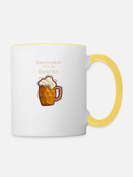 Biertrinker - Tasse zweifarbig - Weiß/Gelb