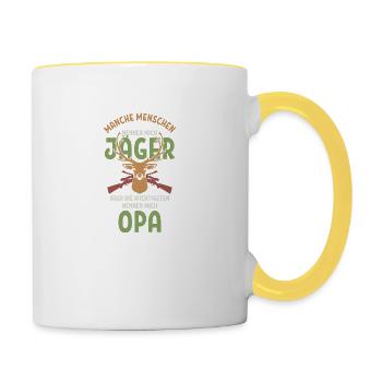 Jäger Opa Geschenk Jagd Jägersmann Wildschwein - Tasse zweifarbig - Weiß/Gelb - Rechts