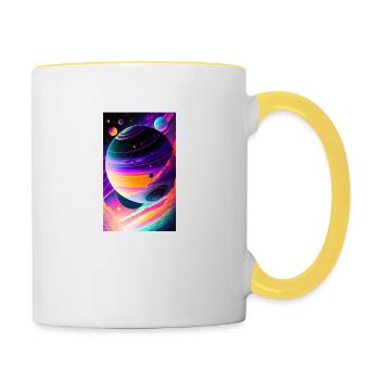 Solar System | Planets | Space | Star - Contrasting Mug - white/yellow - Right