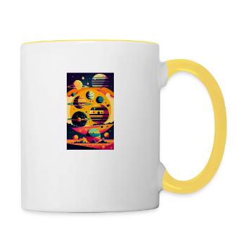 Sonnensystem | Planeten | Weltall | Stern - Tasse zweifarbig - Weiß/Gelb - Rechts