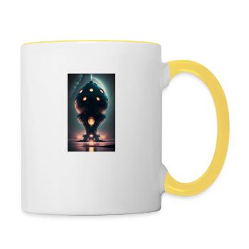 Extraterrestre | OVNI | Vaisseau spatial | PAU | étranger - Mug contrasté - blanc/jaune - Droite