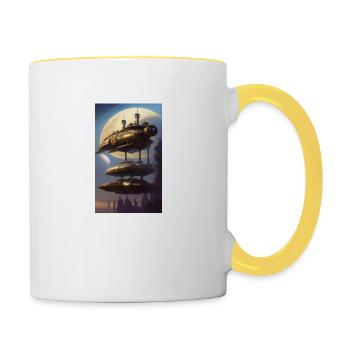 Alien | UFO | Raumschiff | UAP | außerirdische - Tasse zweifarbig - Weiß/Gelb - Rechts
