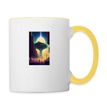 Extraterrestre | OVNI | Vaisseau spatial | PAU | étranger - Mug contrasté - blanc/jaune - Droite
