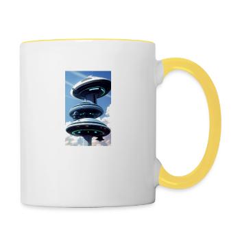 Extraterrestre | OVNI | Vaisseau spatial | PAU | étranger - Mug contrasté - blanc/jaune - Droite
