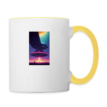 Extraterrestre | OVNI | Vaisseau spatial | PAU | étranger - Mug contrasté - blanc/jaune - Droite